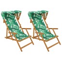 vidaXL Hage Stol 2 pcs 3 Posisjon Solid Eucalyptus Tre Bladmønster