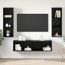  TV benk sett 3 pcs Svart eik 37 x 37 x 142.5 cm Konstruert tre