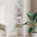  Veggmontert hjørnehylle hvit 32x32x127,5 cm konstruert tre 8721158666307