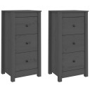 vidaXL Skjenker 2 stk grå 40x35x80 cm heltre furu