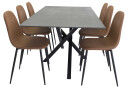 Venture Design Piazza & Polar spisegruppe Brun/mørkegrå 6 stoler & bord 180 x 90 cm