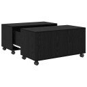  Kaffebord med hjul med lagring Svart eik 75 x 75 x 38 cm Konstruert tre