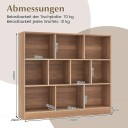 3 etasjes bokhylle med 10 åpne rom – naturlig