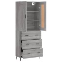  Highboard grå sonoma 69,5x34x180 cm konstruert tre