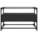  TV-benk med glasstopp svart 80x35x51 cm konstruert tre 846059