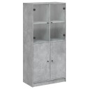  Highboard med dører betonggrå 68x37x142 cm konstruert tre