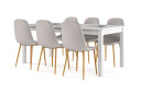 Basic Home Octavia Uttrekkbart Spisebord 180 cm + 6 stk Naira stol grå med eikeben   Hvit/Grå