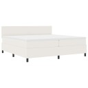  LED Box Springer Bed Krem og hvit 200 x 200 cm Corduroy stoff
