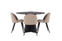 Venture Home Bootcut Spisegruppe 110 cm Rund med 4 Velvet Stoler Beige
