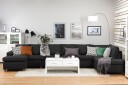 Crazy 6 seters Høyrevendt U formet XX Large Sofa med Divan og Sjeselong i Stoff   Antrasitt
