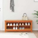  Skobenk med hylle Voksbrun 110 x 38 x 45.5 cm Heltre furu