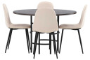 Venture Design Copenhagen & Polar spisegruppe Beige/mokka 4 stoler & bord 115 cm