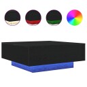  Kaffebord med LED lamper Svart Eik 80x80x31 cm