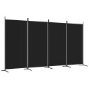 vidaXL Romdeler 4 paneler svart 346x180 cm stoff
