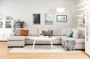 Crazy 5 seters Høyrevendt U formet X Large Sofa med Divan og Sjeselong i Stoff   Beige