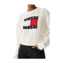 Tommy Jeans Tjw Gmd Cable Flag Sweater   Cream   XS