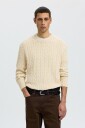 Selected Men   Genser Slmbraun Knit Cable Crew   Grå