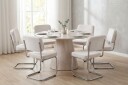 Siena spisegruppe rund 130 cm hvitlasert med 6 Milva spisestoler   Hvitlasert/Beige/krom