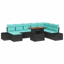 vidaXL Hagesofa Set 9 stk. Svart og Blågrønn