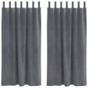 Gardiner med gardiner 2 pcs Lysegrå 140 x 175 cm Fløyel