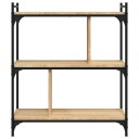 vidaXL Bokhylle 3 etasjer sonoma eik 76x32x88 cm konstruert tre