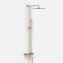Semplice Termostatsett SRL10 S03 Rain DeLuxe RHB30 ø30cm Polert Messing Naturfarget