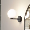 Lucande vegglampe Bidolo svart glass Ø 12 cm IP44