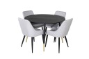 Venture Home Dipp Spisegruppe 115 cm Rund med 4 Plaza Stoler Sort/Guld