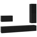  TV benksett 4 pcs Svart eik 200 x 30 x 30 cm Konstruert tre