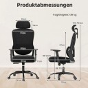 Ergonomisk kontorstol med justerbar nakkestøtte og korsryggstøtte
