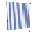  Utendørs rullegardin blå og hvit 150x270 cm stoff og stål 368766