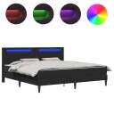  Sengestamme med LED lysstrimler Svart 180 x 200 cm Kunstlær