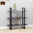vidaXL Bokhylle 3 niv?er gr? 100x30x105 cm heltre furu