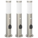  Pullertlys med sensor og stikkontakt 3 stk 50 cm rustfritt stål IP44