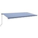 vidaXL Manuell uttrekkbar markise med LED 600x300 cm blå og hvit