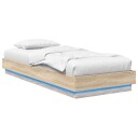  Sengestativ med LED Sonoma eik 80 x 200 cm Konstruert tre