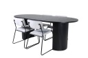Venture Home Bianca Spisegruppe 200 cm Oval med 4 Kenth Stoler Sort