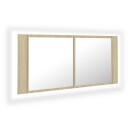 vidaXL LED-speilskap til baderom sonoma eik 100x12x45 cm akryl