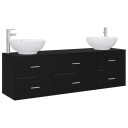 vidaXL Baderomsinnredningssett 3 stk. Svart 49,5 x 44,5 x 65 cm