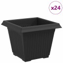 vidaXL Firkantet Blomsterpotte 24 pcs Svart 33 x 33 x 26 cm Plast