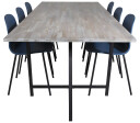 Venture Design Jepara & Arctic spisegruppe Grå/blå 6 st stoler & bord 250 x 100 cm