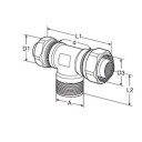 TA PEX tee 22 mm x 1/2" x 22 mm