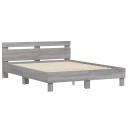vidaXL Sengeramme med hodegavl grå sonoma 150x200 cm konstruert tre 8721012246355