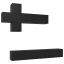  TV benksett Veggmontert 7 pcs Svart eik Konstruert tre
