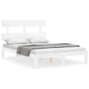 vidaXL Sengeramme med hodegavl hvit 4FT small double heltre 8720845986728