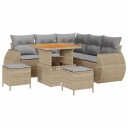 vidaXL Hagesofa Set 8 stk. 7-Antall seter Beige og lys grå polyrotting