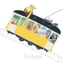 Famous Lisbon Yellow Tram with Jungle Animals by Carla Daly Plakat Plakat / 100x100cm