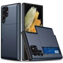 INCOVER Samsung Galaxy S22 Ultra Hybrid Plast Håndverker Deksel med Kortholder - Mørk Blå