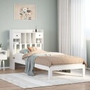  Seng med bokhylle uten madrass hvit 75x190 cm heltre furu 8721158613738