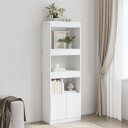 Highboard hvit 63x33x180 cm konstruert tre